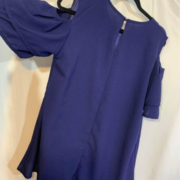 Womans cold shoulder tunic blouse. Fully lined. Key hole back. cobalt blue. LRG - Picture 4 of 10